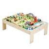 Fa gyerek játékasztal 3 az 1-ben vasút játékasztal 120 részes szettel, összecsukható tárolóval