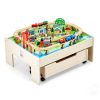 Fa gyerek játékasztal vasút szettel 100 db 3 az 1-ben játszóasztal