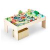 Fa gyerek játékasztal 3 az 1-ben vasút játékasztal 84 részes szettel