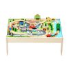 Fa gyerek játékasztal 3 az 1-ben vasút játékasztal 84 részes szettel