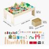 Fa gyerek játékasztal 3 az 1-ben vasút játékasztal 84 részes szettel