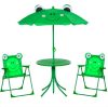 Children's table with folding chairs and parasol in frog pattern 