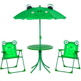   Gyerek asztal szétnyitható székekkel és napernyővel béka mintájú 