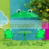 Children's table with folding chairs and parasol in frog pattern 