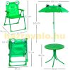 Children's table with folding chairs and parasol in frog pattern 