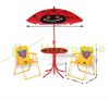 Children's table with fold-out chairs and parasol in a beetle pattern