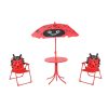 Gyerek asztal szétnyitható székekkel és napernyővel katicabogár mintájú 