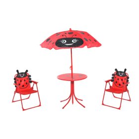   Gyerek asztal szétnyitható székekkel és napernyővel katicabogár mintájú 