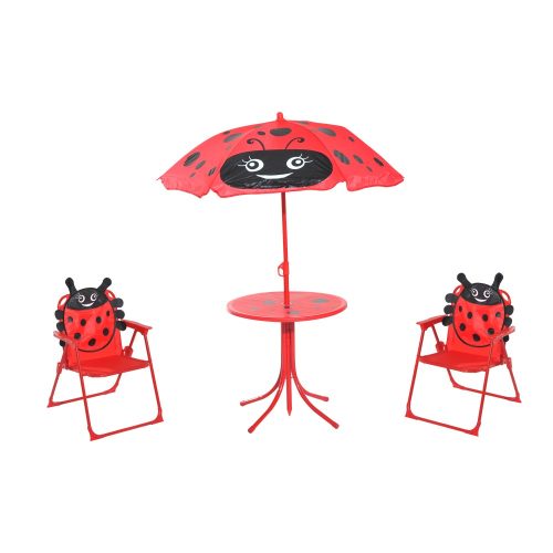 Gyerek asztal szétnyitható székekkel és napernyővel katicabogár mintájú 