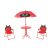 Gyerek asztal szétnyitható székekkel és napernyővel katicabogár mintájú 