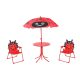 Gyerek asztal szétnyitható székekkel és napernyővel katicabogár mintájú 