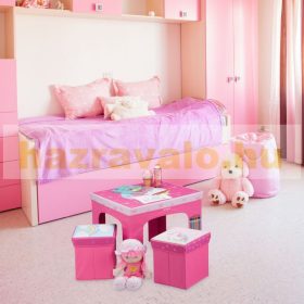   Gyerek asztal tárolódobozos székekkel összecsukható a helytakarékosság érdekében