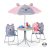 Gyerek asztal szétnyitható székekkel és napernyővel egér figurás