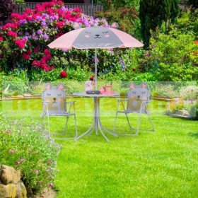   Gyerek asztal szétnyitható székekkel és napernyővel egér figurás