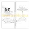 Children's table with foldable chairs and parasol with panda figure