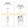 Children's table with foldable chairs and parasol with panda figure