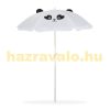 Children's table with foldable chairs and parasol with panda figure