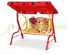 Children's rocking bed with a ladybug pattern, garden children's furniture, comfortable seat for 2 people