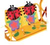 Children's rocking bed with a ladybug pattern, garden children's furniture, comfortable seat for 2 people