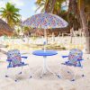 Children's table with foldable chairs and parasol, blue garden furniture for 3-5 year olds