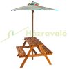 Children's acacia wood garden bench with colorful parasol wooden children's picnic table with bench and parasol