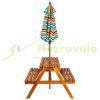 Children's acacia wood garden bench with colorful parasol wooden children's picnic table with bench and parasol