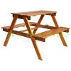 Children's acacia wood garden bench with colorful parasol wooden children's picnic table with bench and parasol