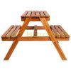 Children's acacia wood garden bench with colorful parasol wooden children's picnic table with bench and parasol