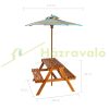Children's acacia wood garden bench with colorful parasol wooden children's picnic table with bench and parasol