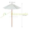 Round wooden children's seating set with parasol, white garden bench and picnic table