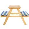 Children's wooden garden bench picnic table blue and white
