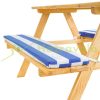 Children's wooden garden bench picnic table blue and white