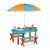 Gyerek fa kerti pad piknik asztal napernyővel színes