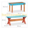Children's wooden garden bench picnic table with parasol colorful