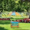 Children's wooden garden bench picnic table with parasol colorful