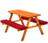 Children's wooden garden bench picnic table red