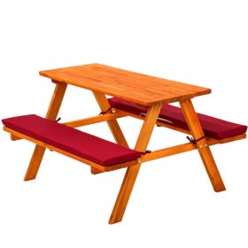 Gyermek fa kerti pad piknik asztal piros