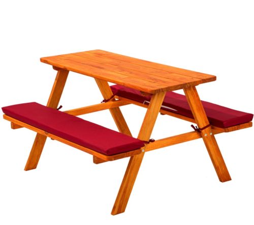 Children's wooden garden bench picnic table red