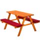 Gyermek fa kerti pad piknik asztal piros
