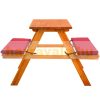 Children's wooden garden bench picnic table red