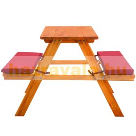 Gyermek fa kerti pad piknik asztal piros