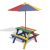 Gyermek fa kerti pad színes fa gyerek piknikasztal paddal és napernyővel