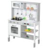 Toy kitchen adjustable height children's kitchen 70x28x90/96 cm with stove, microwave, many accessories white 