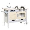 Play kitchen 70x40x66.5 cm children's kitchen trolley sink, hob, cabinets, 5 kitchen accessories gray 