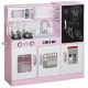 Play kitchen set 83x26x81 cm children's kitchen with dishes, blackboard, telephone, ice cube maker, stove, pink