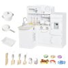 Toy kitchen 86x64x84.5 cm children's kitchen with 14-piece accessories, electronic water dispenser white 