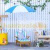 Children's sunbed with parasol, wooden garden sunbed for 3-7 year olds