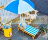 Children's sunbed with parasol, wooden garden sunbed for 3-7 year olds