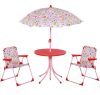 Children's table with folding chairs and parasol red-pink garden furniture for 3-5 year olds