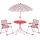 Children's table with folding chairs and parasol red-pink garden furniture for 3-5 year olds